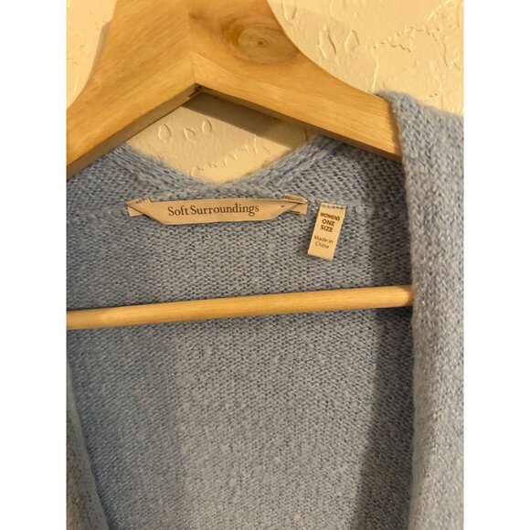 Soft Surroundings Wool Blend Baby Blue Lagenlook Scandi Cozy Cardigan Sweater - Picture 6 of 9